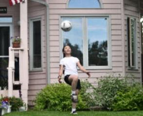Playing in the yard of the Calla House